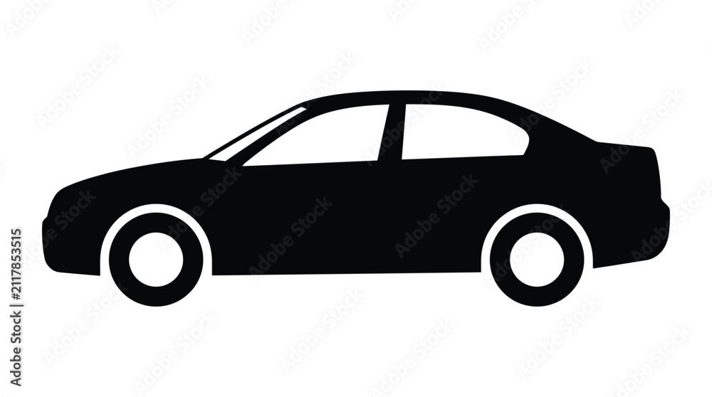 Naklejka premium Sedan car silhouette on a white background simple graphic design