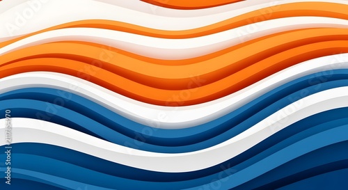 Vibrant Orange Blue Wave Pattern with White Stripes