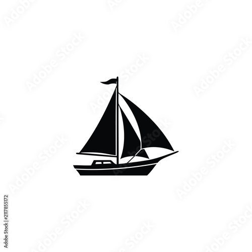Sailboat silhouette, isolated on white background