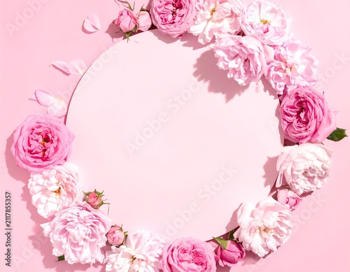 Elegant Floral Frame Celebrating Women on Soft Pink Background, Feminine Appreciation, International Women's Day, Beauty and Empowerment Decorative Design