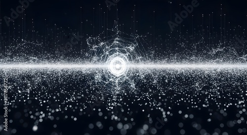 Futuristic Network Grid Centered Portal with Radiating Light