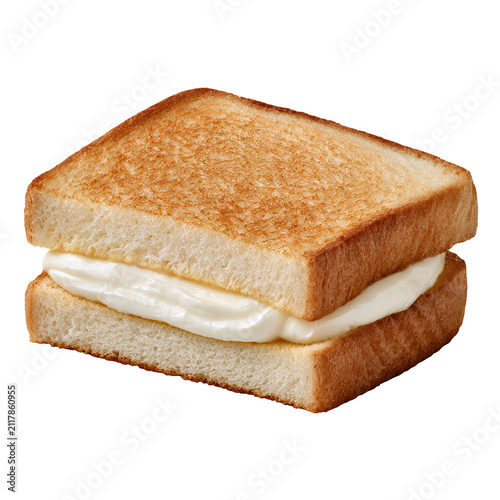 Hot cream cheese sandwich isolated on transparent background