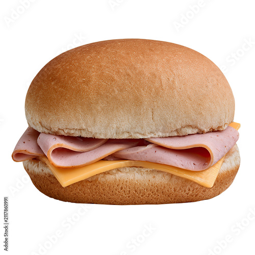 Mortadella and cheese sandwich isolated on transparent background