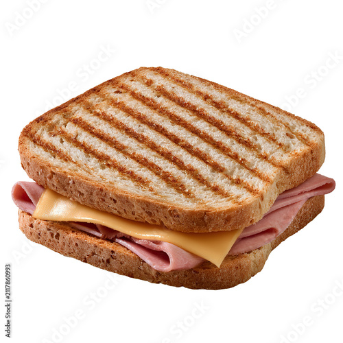 Hot ham and cheese sandwich named Misto Quente isolated on transparent background