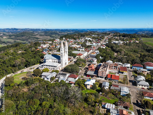 Monte Belo do Sul – aerial view of the small town atop the hill in the Serra Gaúcha