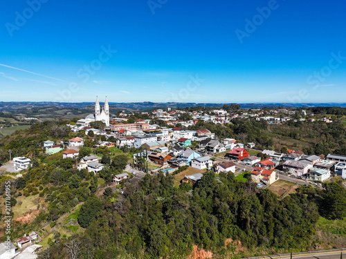 Monte Belo do Sul – aerial view of the small town atop the hill in the Serra Gaúcha