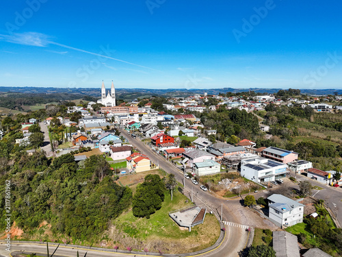 Monte Belo do Sul – aerial view of the small town atop the hill in the Serra Gaúcha
