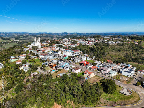 Monte Belo do Sul – aerial view of the small town atop the hill in the Serra Gaúcha