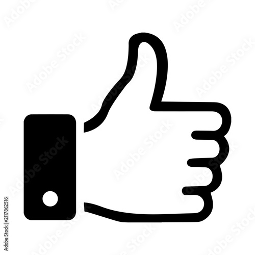 The thumbs-up vector icon is isolated on a white background. Like the button and positive hand gesture symbol.