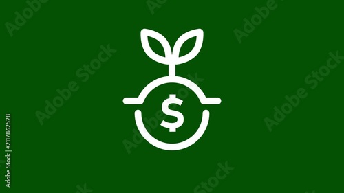 Money Investment Plant Line Icon. Animated plant growing out of dollar coin line icon for business investment startup capital and wealth accumulation. business line icon animation.