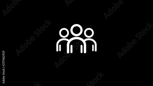Minimalist team members line art animated icon for community and group concept. Line icon people team concept animation.