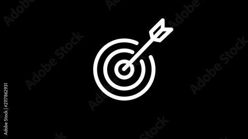 Animated bulls eye target with arrow line icon for goal focus and success concept. marketing target icon animation.