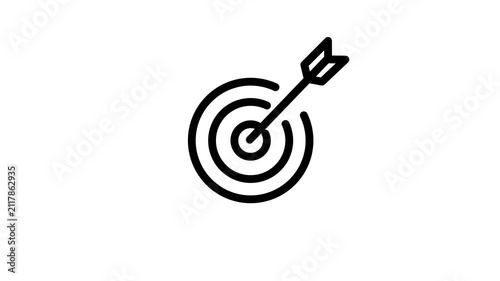 Animated bulls eye target with arrow line icon for goal focus and success concept. marketing target icon animation.