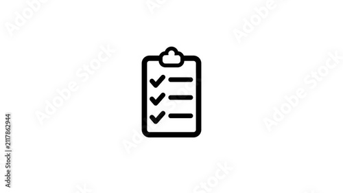 Clipboard Checklist Line Icon animation, Minimalist line art checklist clipboard animated icon for survey task management and corporate projects. line icon