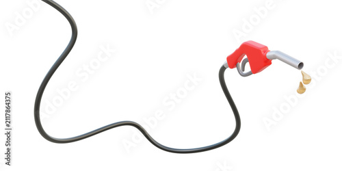 Gasoline red fuel nozzle icon isolated on transparent png background. oil station service power automotive business transport concept. 3d renderig illustration