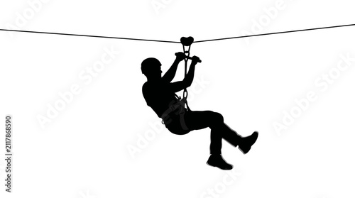 Ziplining Person In Black Silhouette zipline figure
