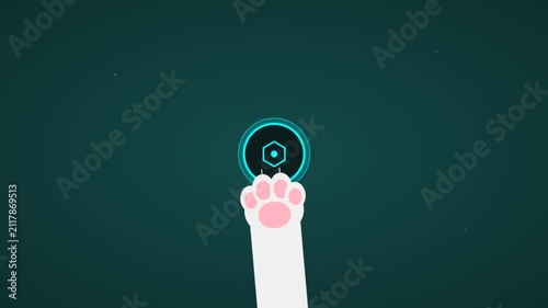 Animated neon hexagon icon pulsing on a dark green background screen