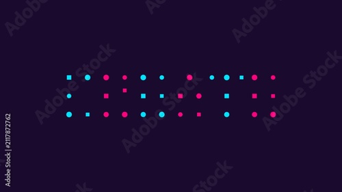 Animated Word Create Composed of Floating Blue and Pink Geometric Shapes