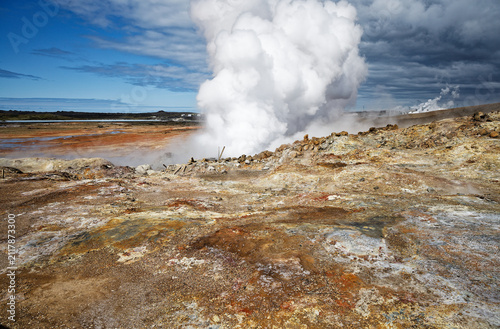 Canvastavla Powerful Geothermal Steam Vent in Gunnuhver, Iceland