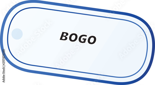 Blue BOGO sale tag icon illustration for promotional discounts