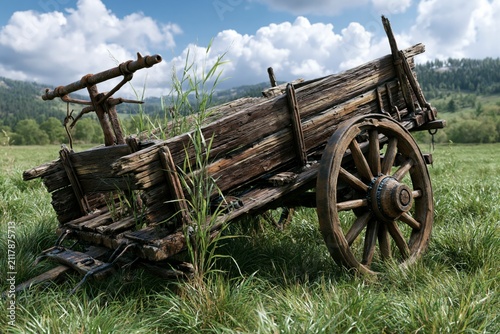 Abandoned Cart in a Rolling Meadow