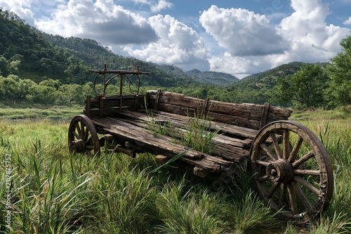Abandoned Cart in a Rolling Meadow