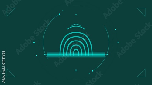 Digital fingerprint scanner interface scanning a thumbprint icon