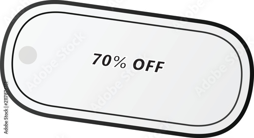 White Promotional Sale Tag with 70 Percent Discount Text for Retail Shopping