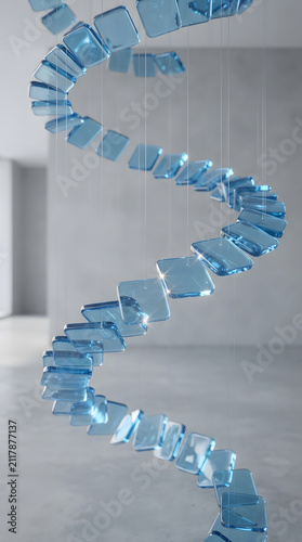 Картината върху платно 3D blue glass tile spiral sculpture in modern interior