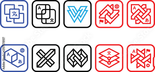 Obraz na plátne Language translation and localization abstract logo icon set vector illustration