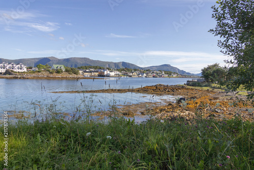 View in the strait towards the southern part of Brønnøysund