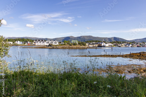 View in the strait towards the southern part of Brønnøysund