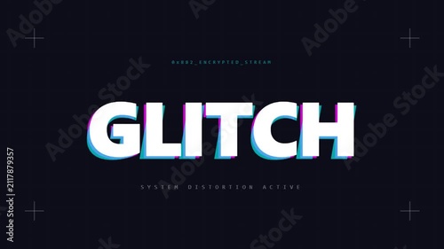 Digital Glitch Effect Text Animation with Cybernetic Data Distortion