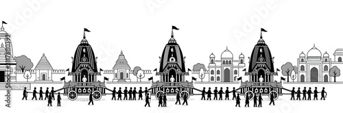 Foto Jagannath Rath Yatra Festival Procession with Traditional Chariots and Devotees