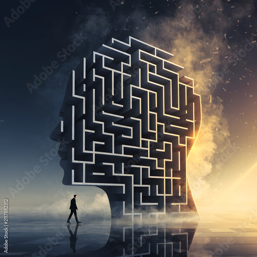 Businessperson Entering Impossible Mind Maze