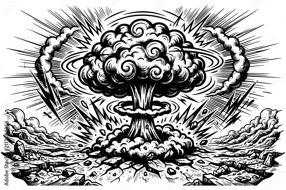 Fototapeta premium Hiroshima Day August 6 Nuclear Bomb Explosion Vector Illustration