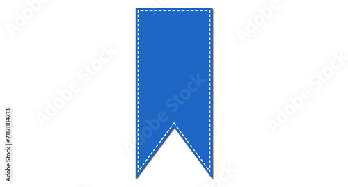 Blue Bookmark Ribbon Banner Icon with Cutout Tail Isolated On Transparent Background
