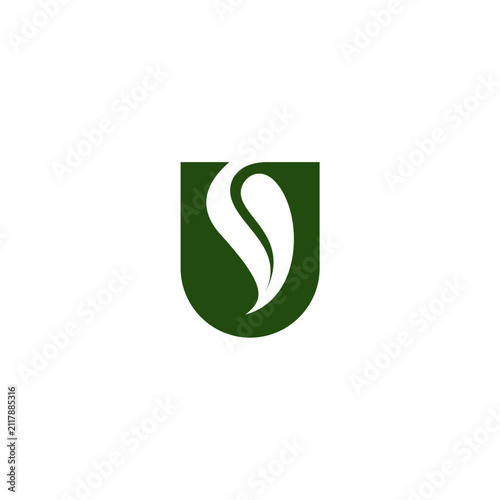 Letter U Leaf Logo Design For Nature Brand 