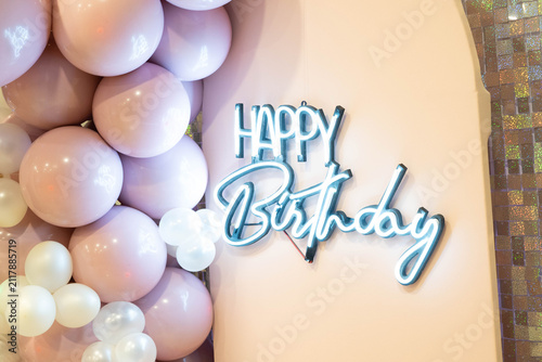 pink and white birthday party decorations