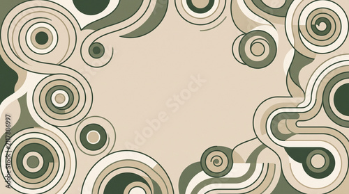 Minimalist background with circular swirls and flowing organic curves in earth color tone.