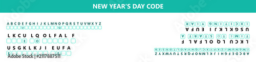 New Year's Day cryptogram puzzle with letters and text  