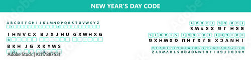 New Year's Day cryptogram puzzle with letters and text  