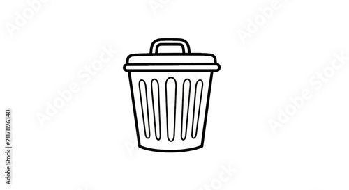 Black and white trash can icon.