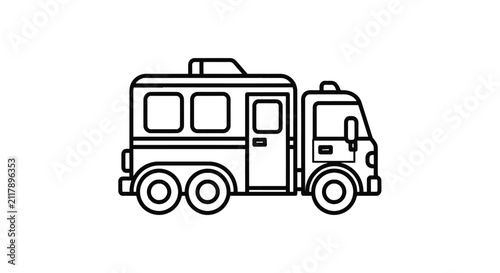 Black line art motorhome vehicle.