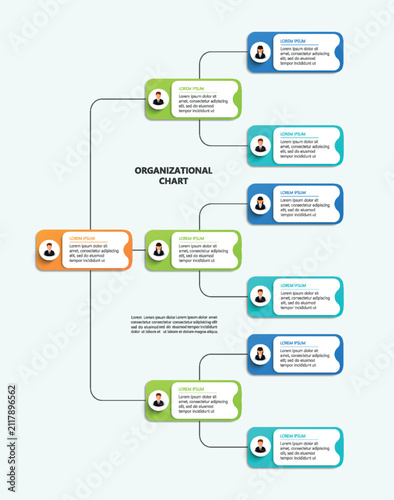 Corporate organizational chart with business avatar icons. Business hierarchy infographic elements	
