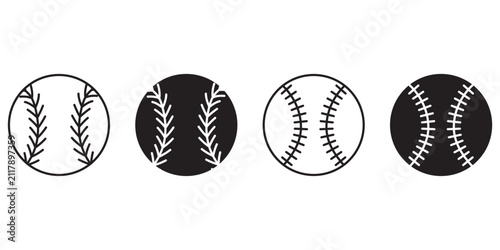 Foto Vector set of baseball balls in retro flat style