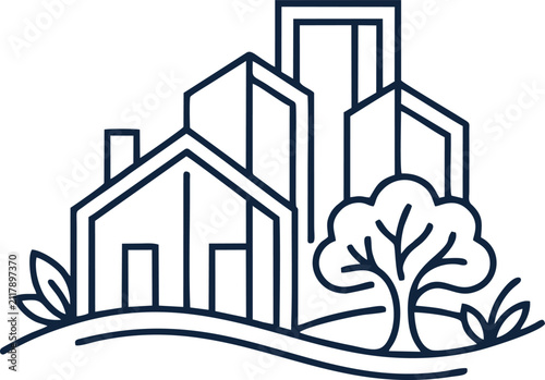 Eco-Friendly Real Estate Building and House Logo Template Vector