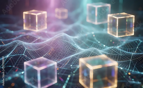 abstract neon cube technology background
