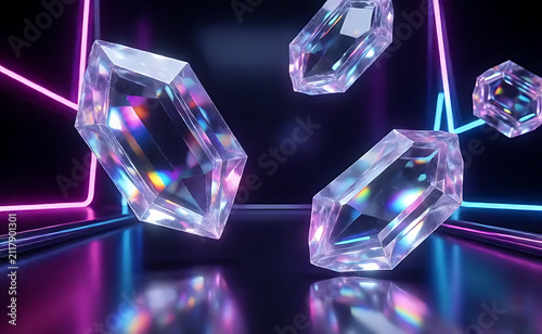 Floating Crystal Cyber Abstract
