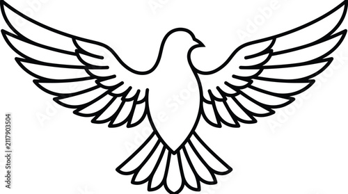 Dove Silhouette Illustration with Outstretched Wings Symbolizing Peace and Freedom